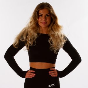 SOLID - BLACK CROP TOP